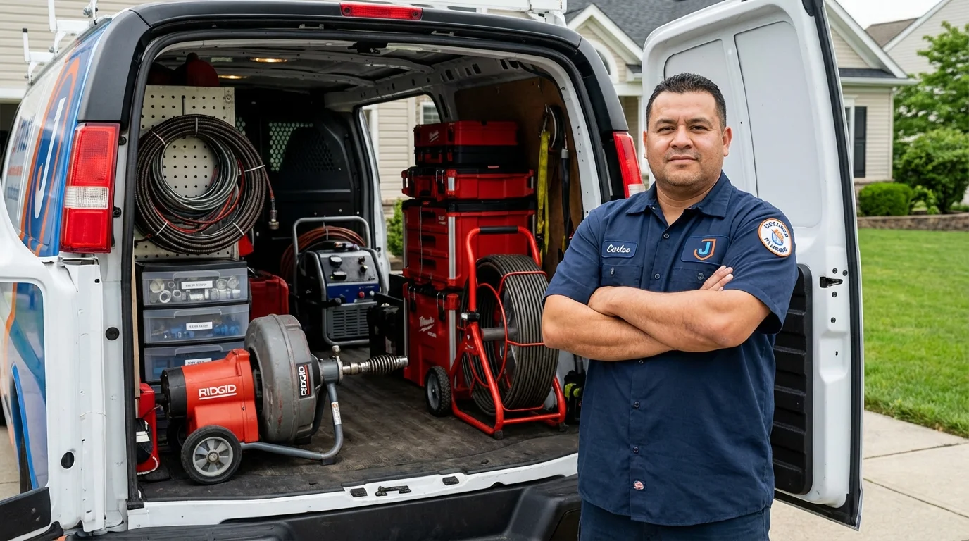 Professional drain cleaning equipment and Johns Plumbing LLC plumber in Blue Ridge